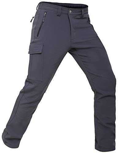 Vzteek Skihose Herren Thermohose Schneehose：Wasserdicht Gefüttert Winterhose Softshellhose für Winter & Snowboard(Grau, 2XL)