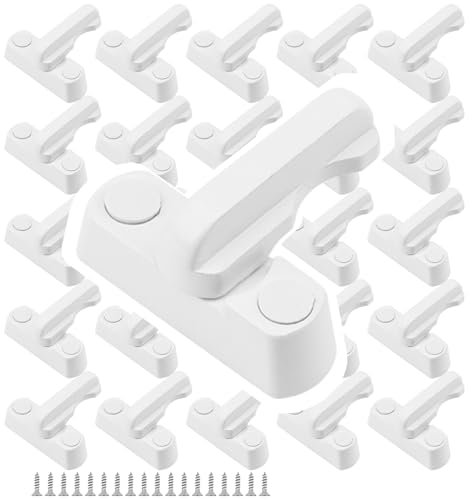 HAKZEON 25 Stück Weiß Sash Jammers Fensterschlösser mit Schrauben Zinkguss Legierung Fenster Anti-Diebstahl bündig Schloss Sash Jammer Blocker für UPVC PVC Türen Fenster