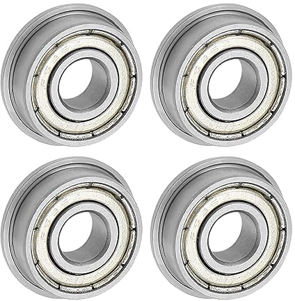 uxcell F696ZZ Flanged Ball Bearing 6x15x5mm Double Shielded Chrome Steel Flange Bearings, 4pcs