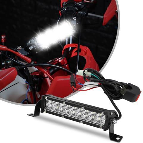 Runfarr Dirt Bike Light Bar,Dual Row 7 Inch 10-30V Led Light Flood Spot Combo Beam with Wiring Harness Kit for Dirt Pit Bike Enduro ATV E-Bike Sur Ron Motocross