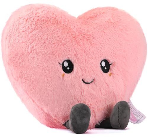 GEOPAI 11.8in Pink Heart Pillow, Love Pillow, Cute Plush, Heart Throw Pillows Living, Microwavable Stuffed Animals for Women Girl Birthday Wedding Mother's Day Valentines Day Gifts
