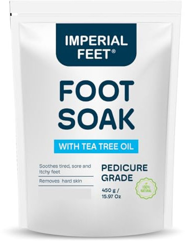 Pedicure Quality Foot Soak with Tea Tree Oil & Epsom Salt | Helps Treat Nail Fungus Athletes Foot | Anti Fungal Nail Treatment | Foot Moisturiser & Deodorizer Feet Soak | Exfoliating Foot Soak