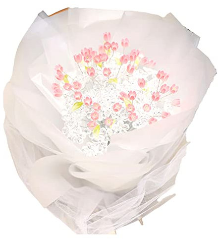 Septpenta Beleuchteter Tulpen Leuchtstrauß, DIY Handgemachter Tulpenstrauß, Künstliche Blumenlichter, Geschenkideen, Geschenkideen, für Freundin Mama(20 STK)