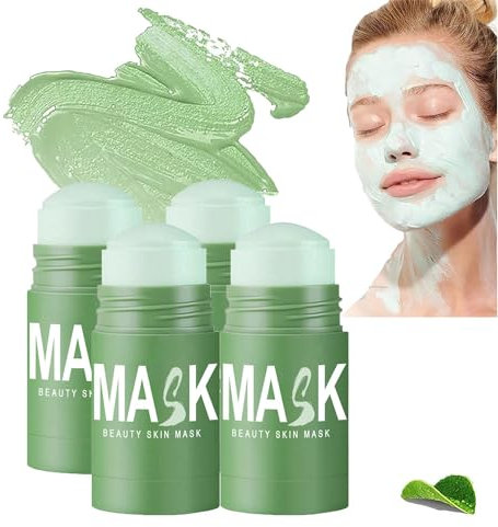 Juxek Grüner Tee Maske, Grüner Tee Tiefenreinigungsmaske Grüner Tee Tiefenreinigungsmaske Stick Mitesserentferner, feuchtigkeitsspendend & Ölkontrolle für alle Hauttypen (4pcs)