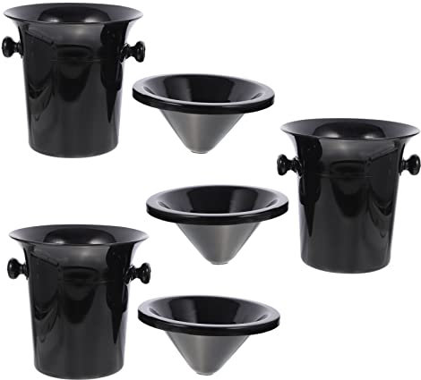 PRETYZOOM Escupidera para Cata De Vinos Redonda Negra Doble Asa 3 Piezas, Cubo De Hielo De PP, Cubos para Vino Transparente para Fiestas y Bares