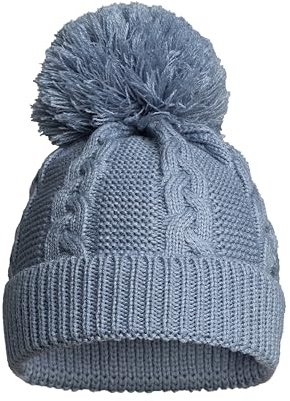 Soft Touch Newborn Essentials Sustainable Knitted Baby Bobble Hat, Baby Girl and Baby Boys Winter Hat 0-12 Months