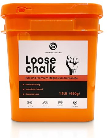 DYNAMICCOMBO Gym Chalk Bucket | 1.5 lb Loose Chalk Powder for Weightlifting, Gymnastics & Powerlifting | Refillable Chalk Sock + Filling Tool Included | 1-Pack