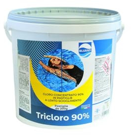 TRICLORO IN PASTIGLIE A LENTO RILASCIO 200g | TRATTAMENTO EFFICACE PER PISCINE | CONFEZIONE DA 5 Kg