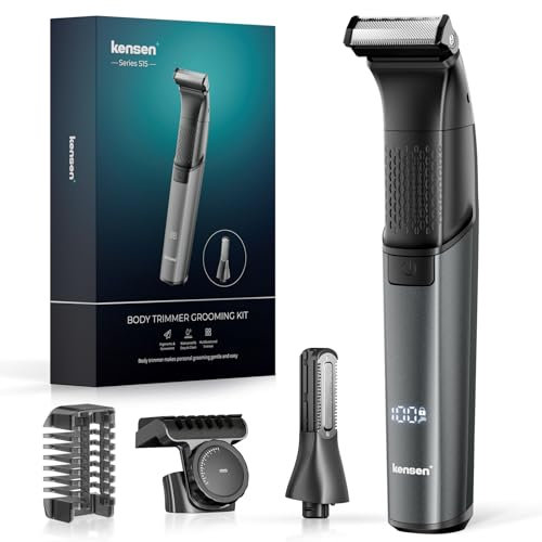 Kensen Tondeuse Corps Homme Tondeuse Intime Homme Autonomie de 100 mins Rasoir Electriques Corps Type-C Rasoir Intime Étanche Wet & Dry avec Peigne Limite pour Membres& Tronc& Sous La Ceinture
