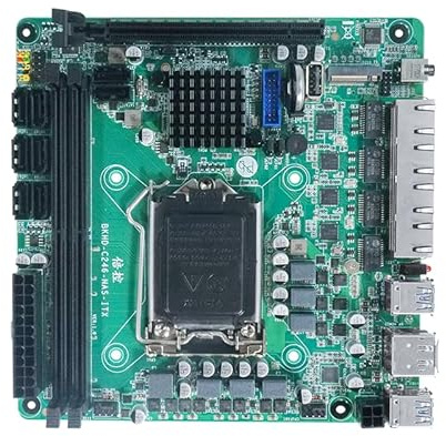 N17 NAS Carte mère C246 LGA1151 (Intel/C246/Mini ITX/DDR4 Support ECC/PCIE3.0x16/4x2.5G LAN/8xSATA3/2xM.2/USB3.0/HD DP/Soft Routing Board)