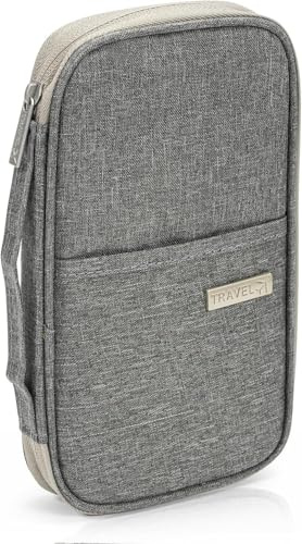 SoeUyd Reisepass Tasche, Reisepass Organizer, Reiseunterlagen Organizer für Damen & Herren, Familie Reiseorganizer, Fasst Kreditkarten, Ausweise, Flugtickets und Reisedokumente Usw