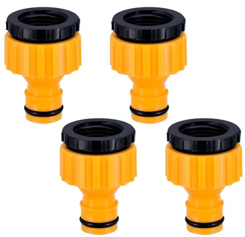 Chtaoxin 4 PCS Outdoor Tap Hose Connector, 3/4 inch and 1/2 inch BSP 2in1 Hose Pipe Tap Connector, Threaded Faucet Adapter, Plastic Tap Adapter for Hose, Kitchen Tap Hose Connector