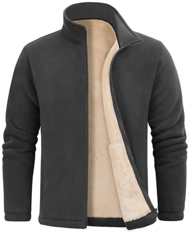 Nadeer Giacca da Uomo in Pile Felpa Senza Cappuccio Invernale Felpe con Zip Intera Calda Cappotto con Tasche Sport Fitness Outdoor Autunno Inverno