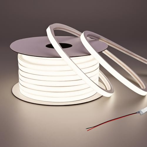BENLUN Striscia LED Neon 24V Esterno Impermeabile IP65 15 Metri 10W/m | 4000K Bianco Naturale Luci LED senza Caduta di Tensione per Cucina, Cortile, Giardino, Salotti (Alimentatore non Incluso)
