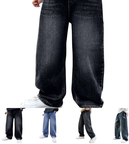 Jeans Baggy Hip hop pour Hommes,Streetwear Jeans Skater à Jambe Large,Pantalons en Denim à Coupe Loose