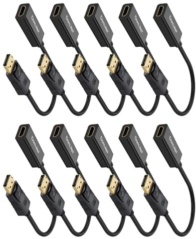 DoroJepi 4K DisplayPort to HDMI Adapter 10 Pack, Display Port DP Male to HDMI Female Converter (Uni-Directional) Compatible with Laptop/Computer/AMD/NVIDIA, Monitor/HDTV/Projector