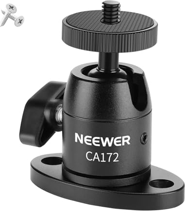 NEEWER Webcam Wall Ceiling Mount Bracket, Aluminum Alloy Mini Ball Head & 1/4 Screw for Photo Studio Photography Video Recording Action Camera Accessories, 360° Rotation & 90° Tilt, CA172
