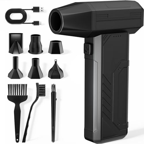 Rivlox Compressed Air Duster, 110000RPM Super Power Cordless Air Blower, 3-Gear Adjustable Rechargeable Electric Air Duster, Hand Held Compressed Air Cleaner for PC, Keyboard, House, Outdoor