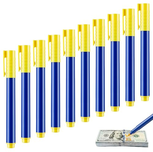 10 Pezzi Penna Validatore Soldi Banconote, Portatile Penne Validatore Banconote, Penna Rivelatore False, Soldi Per Rilevatore False Euro, Dollari, Libbre, Etc (Modello 2)