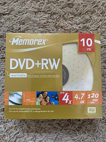 Memorex Dvd+rw Rewritable Disks 120 Min Of Video 4.7 Gb Boxed 10/Pack