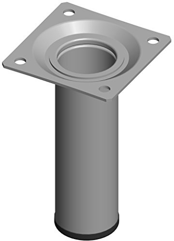 Element System 18133-00255 Gambe in Acciaio a Base Rotonda, Alluminio, 10 cm, Set di 4 Pezzi