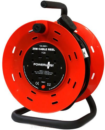 4 WAY HEAVY DUTY CABLE 25M METER EXTENSION REEL LEAD MAINS SOCKET 13 AMP NEW