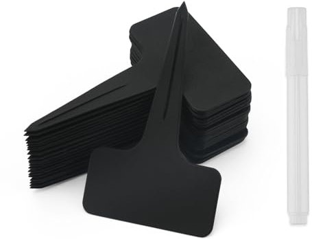 KINGLAKE 100 Stück Pflanzenschilder Pflanzenstecker Dick zum beschriften, Pflanzschilder mit Marker für Draussen Wetterfest, Beet Schilder Beschriftung, Pflanzenetiketten Kräuterschilder-Schwarz