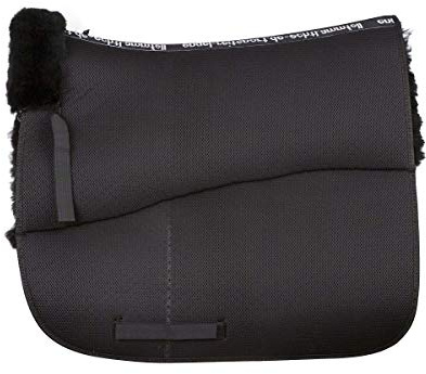 Engel Reitsport AirTec Lammfell Schabracke mit Funktionsgewebe AT-SCHABRA1-D-SCH-SCH wirbelsäulenfrei Fellrand vorne Schwarz/Schwarz D (Dressur)