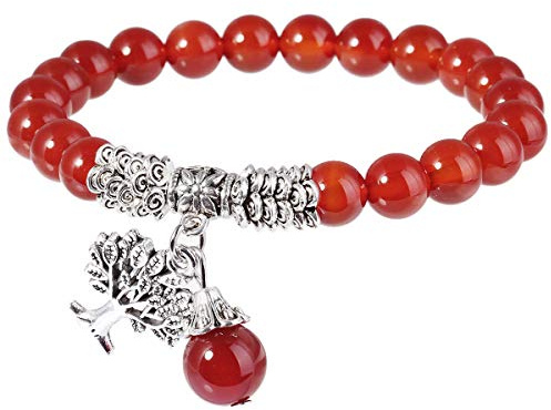 mookaitedecor 8mm Edelstein Perlen Armbänder mit Lebensbaum Amulett
