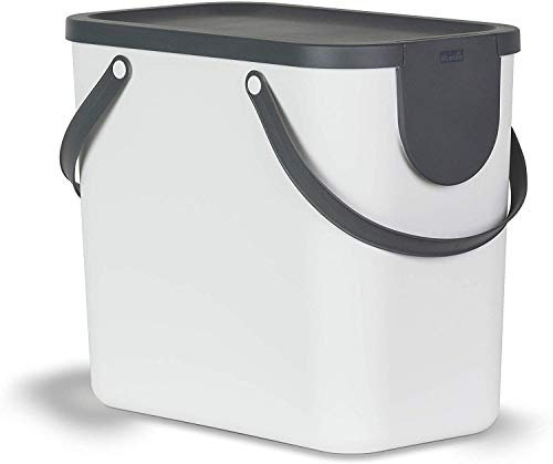 Rotho Albula Sistema di Separazione dei Rifiuti per la Cucina, Plastica (PP) senza BPA, Bianco/Grigio (Antracite), 25 L, 40.0 x 23.5 x 34.0 cm