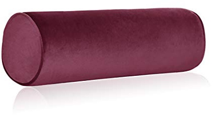 Tinbolunce Memory Foam Roll Pillow for Knee/Leg/Neck - Full Moon Bolster/Round Cylinder Pillow for Sleeping on Side or Back - Removable Cooling Cover Length 18 x 6 Diameter (Burgundy Wine)