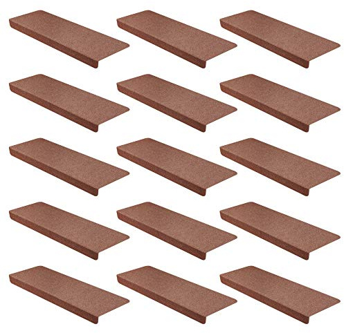 15er Set StickandShine Stufenmatte in braun eckig für Treppenstufen, Treppenstufenmatte zum aufkleben