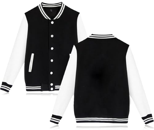 Women's Men's Varsity Baseball Jacket Casual Letterman Bomber Jacket Windbreaker Lightweight Jacket Coat