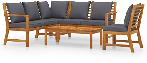 vidaXL 5-TLG. Garten-Lounge-Set mit Auflagen Massivholz Akazie