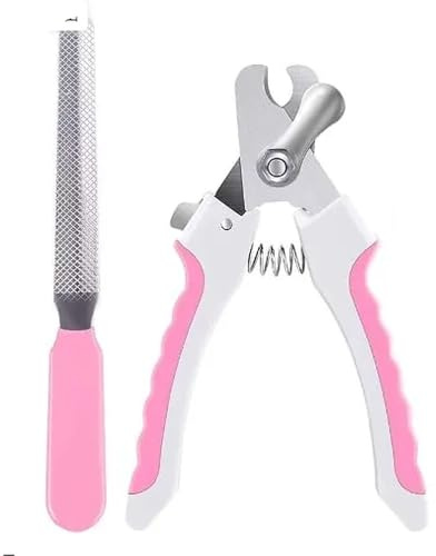 TopE Professional Pet Nail Trimmer with Safety Guard to Avoid Over-cutting Include Nail Clipper and Nail File for Small and Medium Dogs Cats Rabbits Birds, Pink