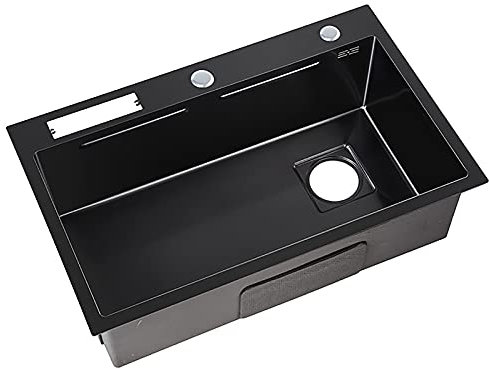 Wddwymll Fregadero de Acero INOX 68×45cm,Fregadero Cocina un Seno,Fregadero Encastrar con Escurridor,para Restaurante, Lavandería, Bar, Casas de Alquiler