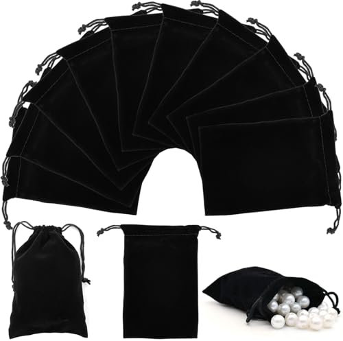 GZjiyu 30 Pezzi Sacchetti Velluto, Nero Sacchetti Gioielli con Coulisse per Festa Natale Matrimonio Gioielli Monete Piccoli Regali Caramelle Stoccaggio