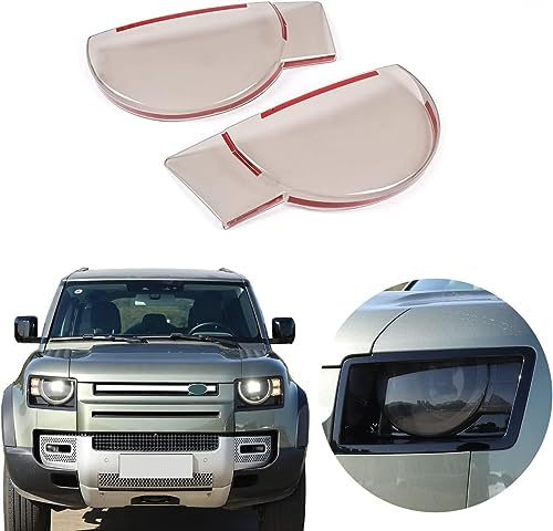YIWANG ABS Black Car Exterior Taillight Protection Cover Accessories for Land Rover Defender 90 110 2020-2022 (Style D-Headlight Lampshade ABS Amber)