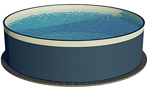 Planet Pool Stahlwandpool rund Größe wählbar, 90cm tief, Stahl 0,3mm anthrazit, Folie 0,2mm Sand, Overlap 350x90