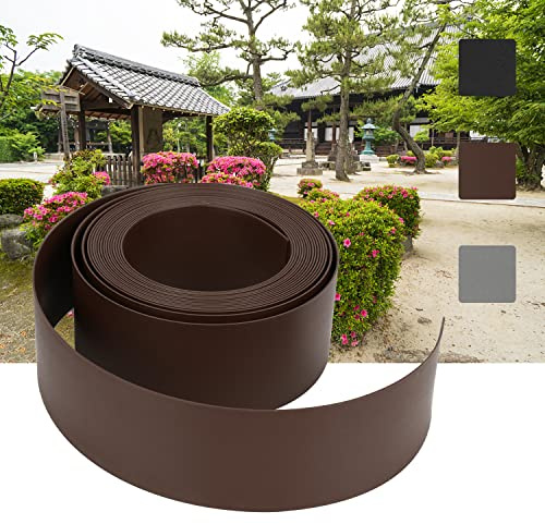 Randaco Bordure de pelouse, marron, longueur 10 m, hauteur 10 cm, pour jardin, parterre, robuste, recyclé, empêche la repousse du gazon, bordure de, en plastique