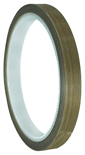 skycabin 10mmX10m PTFE Adhesive Teflon Fabric Tape for High Temp Masking,Welding Sealing Fabric Insulation Tapes,Adhesive Teflon Strips for Vacuum, Hand and Impulse Sealers