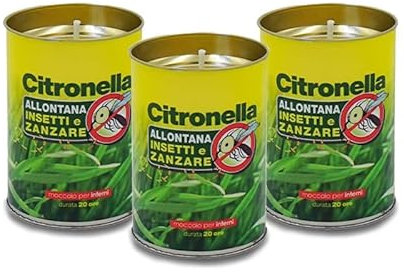 Virsus 30 Candele in Barattolo di Carta Profumate alla Citronella contro insetti e zanzare, tappo e fondo in Alluminio, da Giardino per Eventi Interno ed Esterno