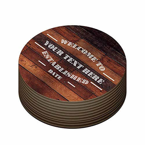 Personalised Beer Mats Pack of 24 - Absorbent Recyclable Round Cardboard Drink Mat Coasters - Accessories for Home Bars Pubs - CO-CARD-A1273-24-R - ADD YOUR TEXT