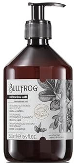 Bullfrog Shampoing Nutritif Réparateur - Shampoing pour Cheveux et Barbe - Propriétés Apaisantes et Revitalisantes - Notes Douces et Gourmandes - Fabriqué en Italie - 500 ml.