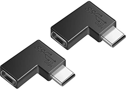 iJiZuo 2PCS USB C 90° Adapter Type C Female to Male Right Angle Coupler, USB C Right Angle Adapter, 10Gbps Male to Female Extension Extender, Compatible for Laptop & Tablet & Phone with Type-C port