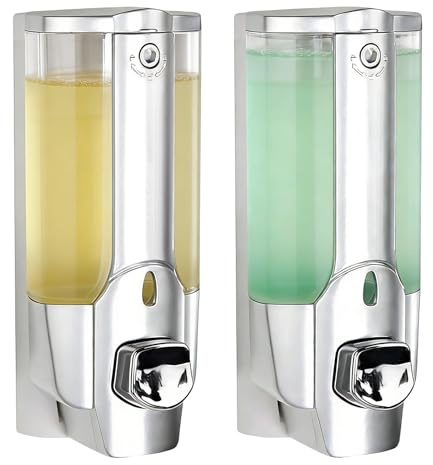 2 Stück Seifenspender Wandmontage, 350 ml Tasse manueller Seifenspender Soap Dispenser Pumpspender Handseifenspender für Zuhause, Bad, Küche, Hotels, Restaurants(Silber)