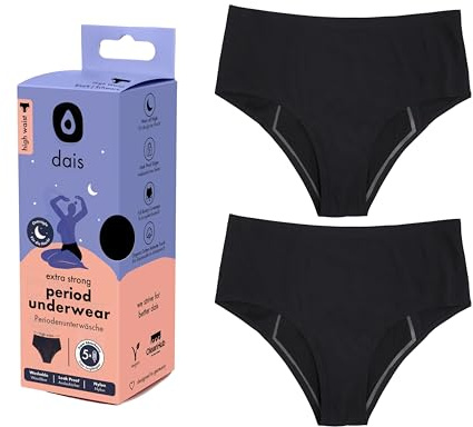 dais Periodenunterwäsche - High Waist- Für die Nacht (Highwaist | L) • Waschbar & wiederverwendbar • Saugstarker Damen Slip mit Bio-Baumwolle…