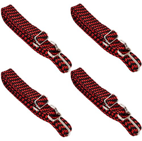 Natuce Cinghie Elastiche Regolabili con Ganci, 4 Pezzi Elastico con Gancio, Corde Elastiche Piatte, Cinghie di Fissaggio per Bagagli, Cinghie Elastiche per Bici Auto Portapacchi Campeggio (Rosso-2m)