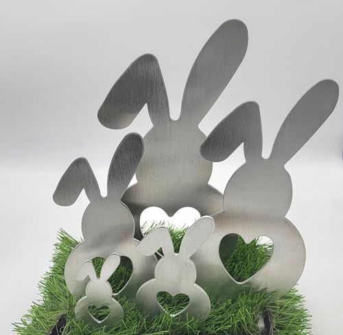 ARTTEC Hase Stecker (Alu Deko) (5er Set) – hochwertige Gartendeko aus Aluminium – Alu-Deko für Garten, Balkon & Terrasse –Made in Germany