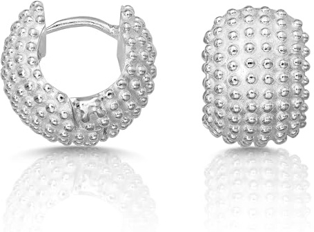 CASSINI Klappcreolen Ohrringe Silber 925 – Creolen Silber 925 in Igel-Optik, Runde Creolen Silber aus Sterling Silber, Ohrringe Hypoallergen & Allergiefrei, Nickelfreier Schmuck für Damen – 3CTL